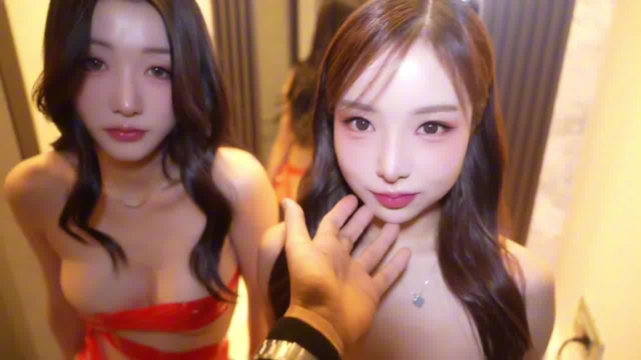  【目前韩国最火的网黄姐妹花】这俩颜值真的是封神啊，爆杀国内的一众网红脸，超近距离拍脸也很完美 的剧照10