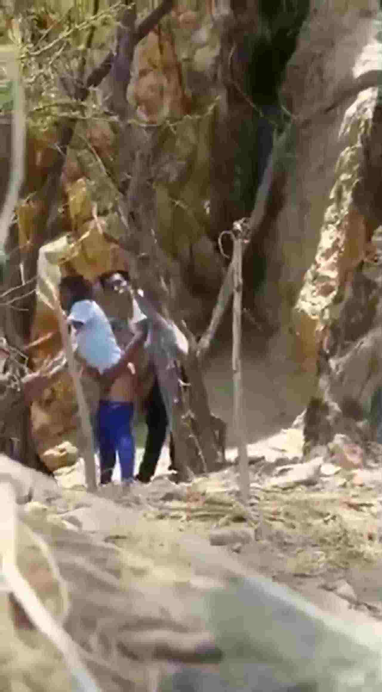  女孩在丛林中被男友强推，绝对是违背她的意愿的，你可以看到她最后哭了 的剧照1